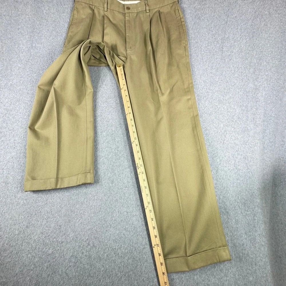 Brooks‎ Brothers Elliot Chino Pant Men 36x30 Beige Cuff Pleated Khaki
